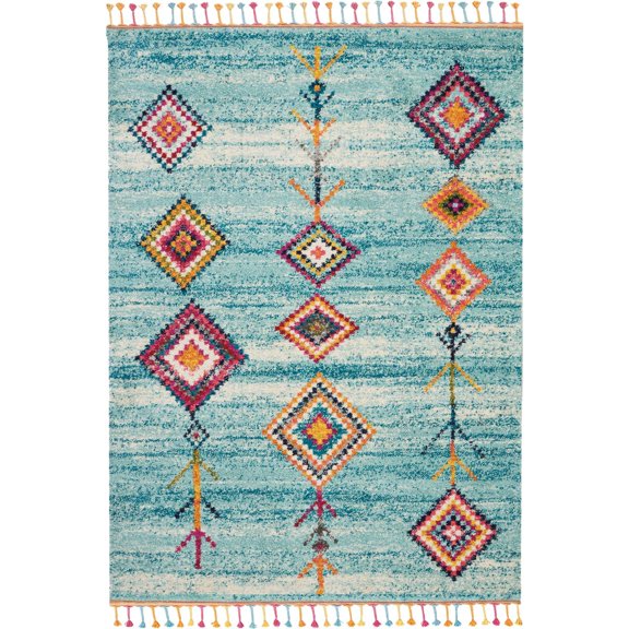 Nourison Moroccan Casbah 6'7" x 9'6" (7' x 10') Aqua Area Rug Bohemian Transitional by Nourison