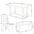 thumbnail image 4 of 6 Piece Dining Set with Bench, HANSHE Farmhouse Dining Table Set with Table, Bench, and 4 Cushioned Chairs, Wood Rectangular Table Chairs Set for Home Dining Room Kitchen Apartment Dorm, Espresso, 4 of 10