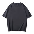 thumbnail image 5 of Krdevn Men's Oversized Cotton T-Shirt Summer Short Sleeve Round Neck Solid Color Relaxed Fit Casual Top,Color: Grey Size: XXL, 5 of 5