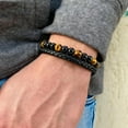 thumbnail image 6 of Son's Tiger Eye Protection Bracelets for Men, Love You Forever Linked Together To My Son Leather Black Beaded Bracelet from Mom Handmade Cuff Inspirational Bracelets, 6 of 6