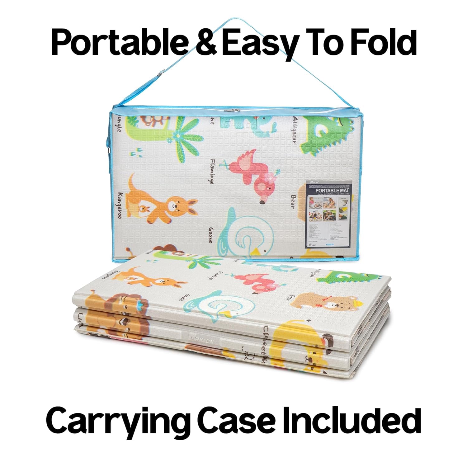 Parklon Baby Play Mat, Foldable & Portable, Large Size (78.7 x 55.1), Indoor, Outdoor, Waterproof, Made in Korea - ABC Hello Bear