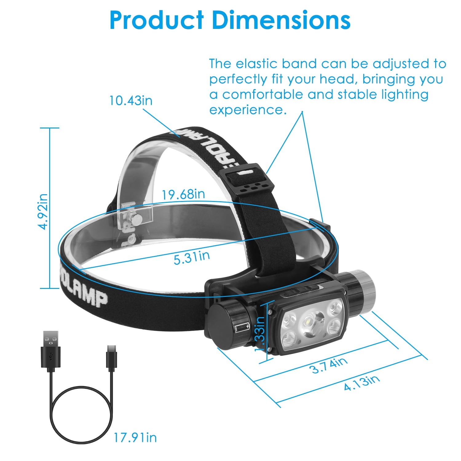 Rechargeable Motion Sensor Headlamp with 9 Light Modes – Hand Wave Control, Phone Charging, for Fishing, Running, Camping, and Hiking
