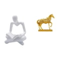 thumbnail image 1 of Escultura Abstracta De Caballo Pensador Para Sala De Estar Y Oficina, Decoración Creativa De Resina Animal, Estatua Grabada Para Decoración Del Hogar., 1 of 8
