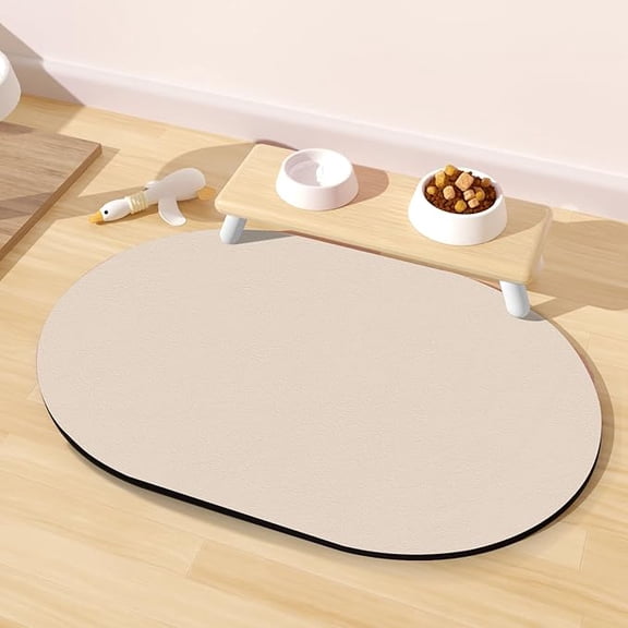 Pet Feeding Mat –11.8"x15.7" Absorbent Dog Food Mat, Pet Water Mats Protect Floor, No Stains Water Bowl Mats, Non-Slip Rubber Base Pets Placemats for Food, Beige