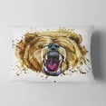 thumbnail image 2 of Designart Growling Grizzly Bear Watercolor - Abstract Throw Pillow - 12x20, 2 of 5