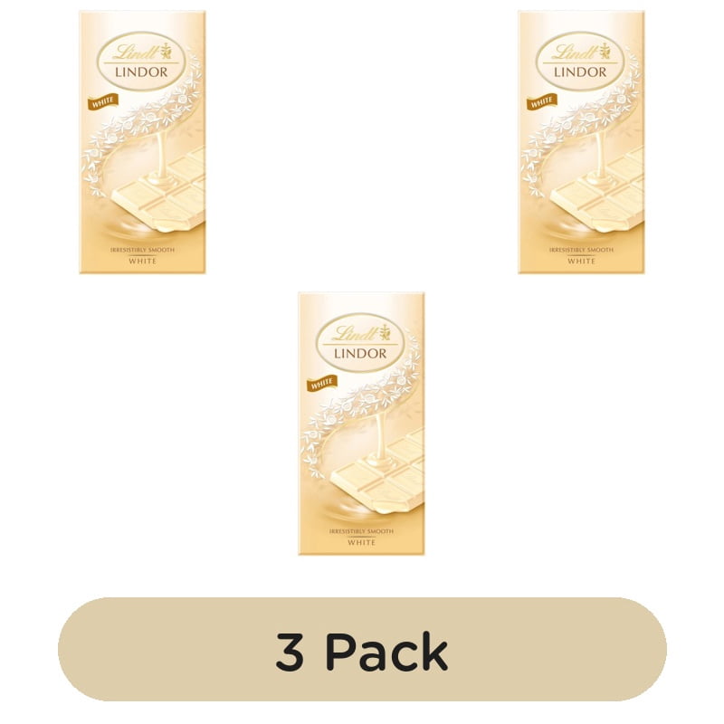 Lindt Lindor White Chocolate Bar 100g, British Import (Pack of 3)