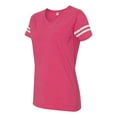 thumbnail image 2 of Women's Football V-Neck Fine Jersey Tee Short Sleeve Sports Fan Soccer Casual Jersey Style T-Shirt Blouse Tops Gift, 2 of 2