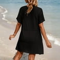 thumbnail image 4 of WULMLEO Women's Cover Up Short Sleeve Bathing Suit Cover Ups V Neck Beach Coverup Dress with Pockets Black 2XL, 4 of 4