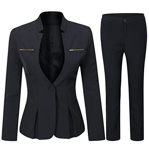 women's black pant suit sets