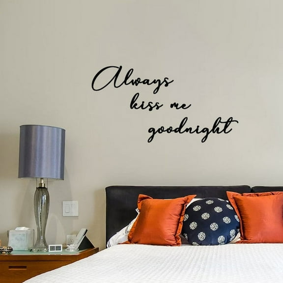 Handmadetneonsign Always Kiss Me Goodnight Words Metal Wall Art Light, Letters Quote Sayings Metal Sign Wall Decor, Home Metal Decor