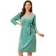 thumbnail image 1 of Pijama de mujer con cuello en V con cinturón, camisón de manga larga, suave, salón, vestido midi para dormir Verde claro M, 1 of 6