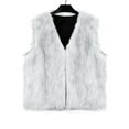 thumbnail image 2 of SUNSIOM Gilet en Fausse Fourrure pour Femmes, Sans Manches Ouvert devant Gilet Solide pour Rue Décontractée, 2 of 5