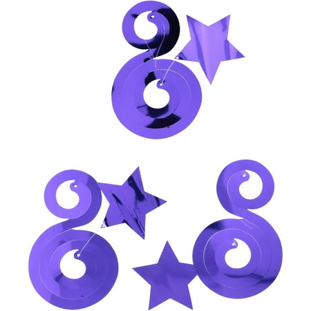 Deluxe Danglers Decorations - Way to Celebrate! Purple Dizzy Danglers 3 pc Pack