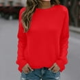 thumbnail image 2 of HJYCHN Elegant Women's Knit Pullover Sweater Soft Comfortable Loose Fit Round Neck Casual Winter Warm Cozy Yarn Fashion Outerwear Long Sleeve Blouse for Fall Season Daily Wear Red L, 2 of 4