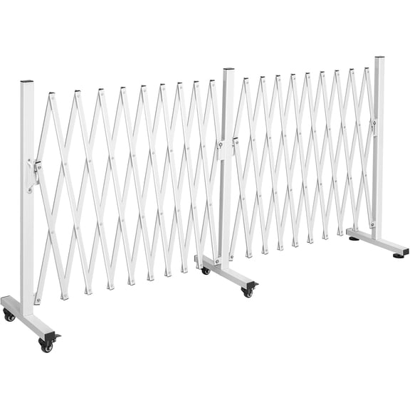 Aluminum Expandable Garden Fence, Portable Barricade Gate with Casters, Expansion Size 201×15.2×40.6 inches, Adjustable Flexible Fence Mobile Barricade Safety Barrier