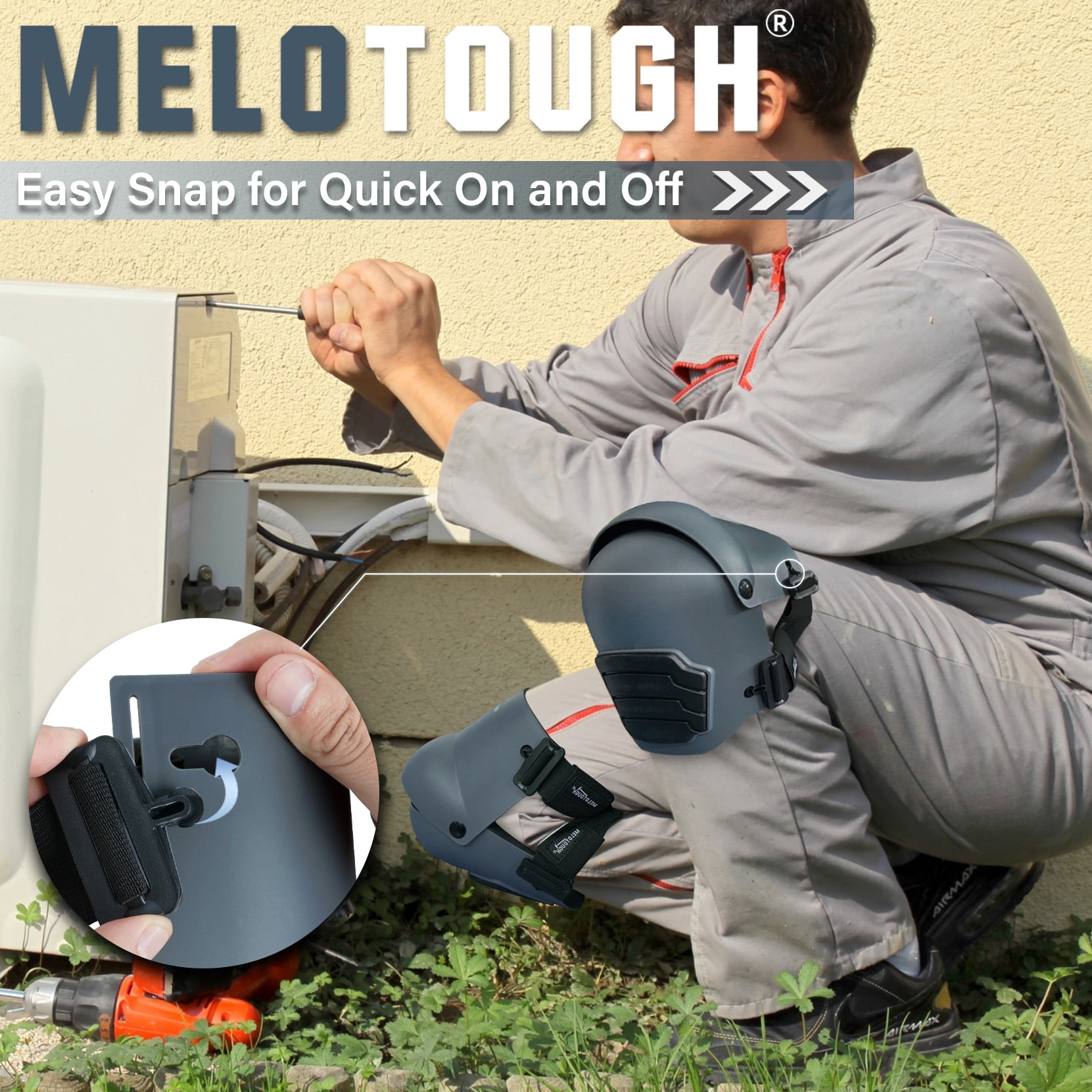MELOTOUGH Knee Pads for Work,Construction,Flooring,Gardening-Comfortable and Flexible(Gray)