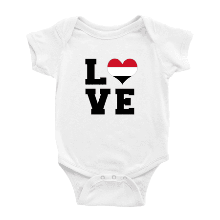 

Love Yemen Flag Heart Boy Girl Bodysuits (White 12-18 Months)