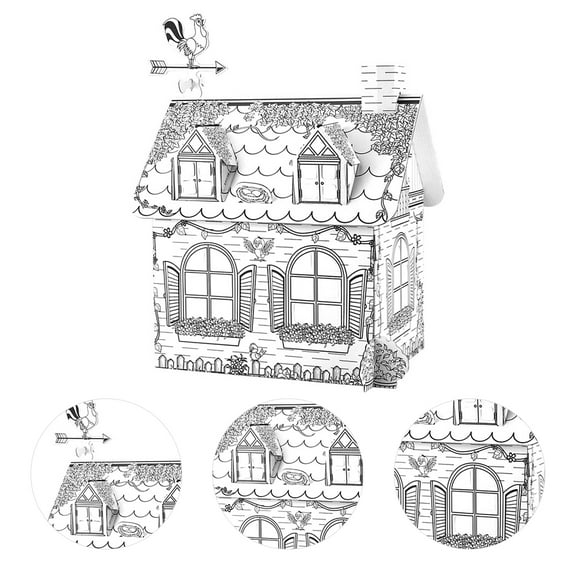 COSMOBETTY Mini House Building Kit DIY Design Color Filling Assembled Model Toy for Children 1 Set