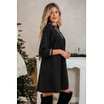 thumbnail image 3 of Women's Black V-Neck Shift Mini Dress with Bracelet Sleeves for Daily Wear [ZhiHiMeRi] | XL, 3 of 12