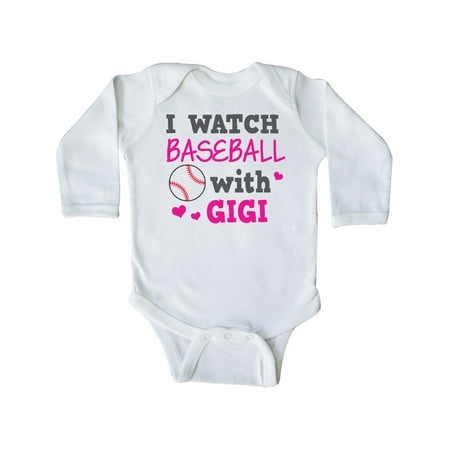 

Inktastic I Watch Baseball with My Gigi Gift Baby Boy or Baby Girl Long Sleeve Bodysuit