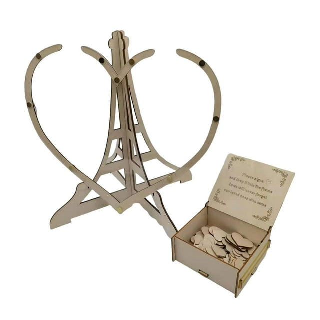 Libro de visitas de boda en forma de corazón, letrero de madera con forma de corazón, letrero para visitantes, buzón de entrega 60 corazones