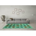 thumbnail image 3 of Ahgly Company Machine Washable Indoor Square Abstract Turquoise Blue Contemporary Area Rugs, 6' Square, 3 of 4