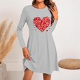 thumbnail image 3 of Hueook Winter Dresses for Women Dresses Women's Fashion Round-Neck Short Sleeved Printed Pullover Dress Gray S, 3 of 6