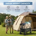 thumbnail image 4 of Double Decker Folding Wagon, 2-Tier Heavy Duty Utility Cart with 440lbs Capacity, 320L Extra Large Collapsible Wagon with All Terrain Wheels for Camping, Beach, Grocery, Brown, 4 of 7