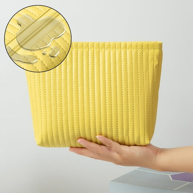 Bolso Cosmético Impermeable, Bolsa de Punto, Organizador de Maquillaje a Rayas con Cremallera, 25x19x6cm, Estuche de Viaje Portátil para Artículos de Aseo, Lápices y Accesorios