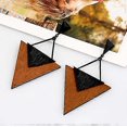 thumbnail image 3 of Pendientes de madera para mujer - Pendientes colgantes con gancho y forma de círculo geométrico grande de madera ------Código de producto 68875, 3 of 3