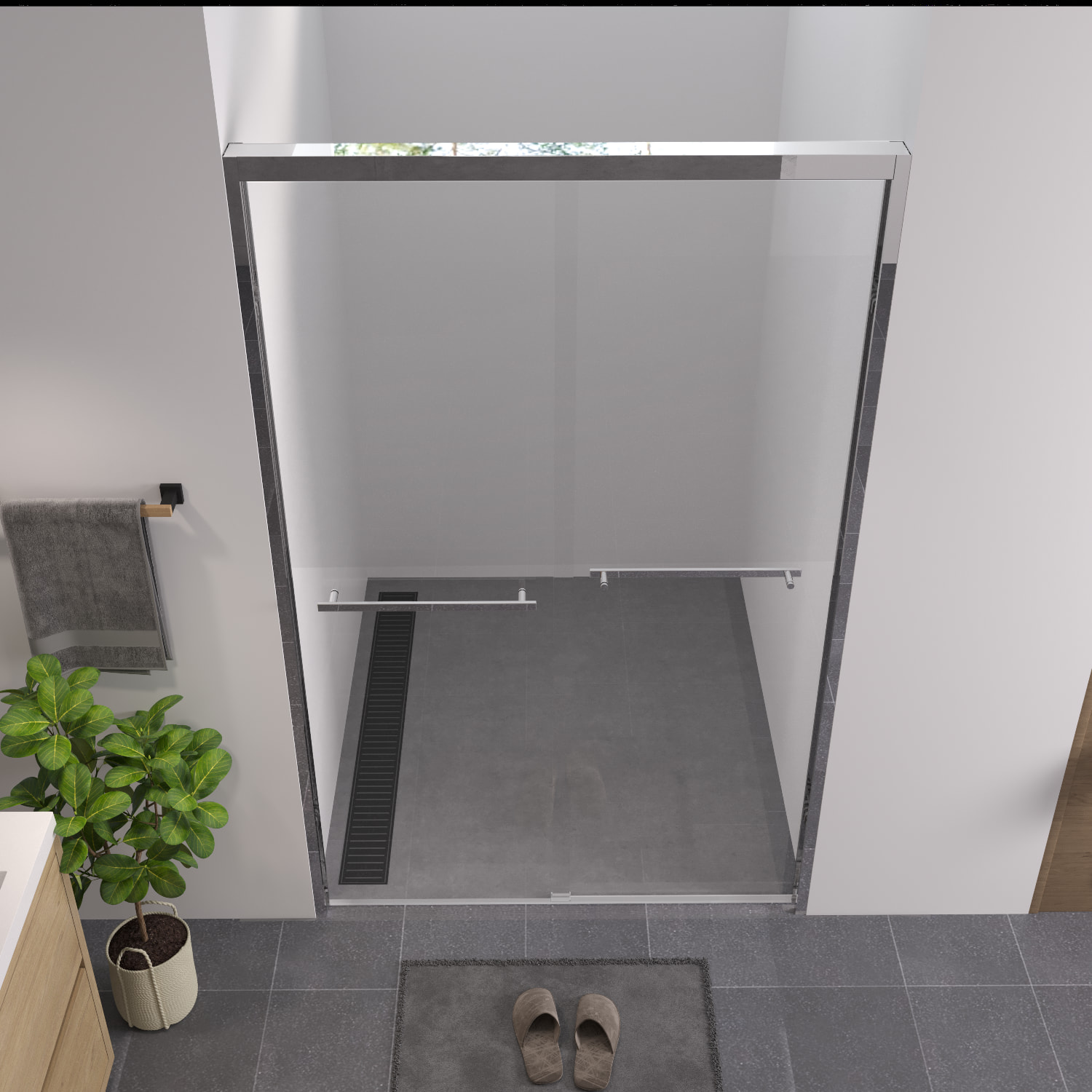 Leumius 44-48"x76" Double Sliding Shower Door,Aluminum Frame,Premium 1/4" (6mm) Clear Tempered Glass, Chrome Hardware Sliding Glass Shower Enclosure,Chrome Finished