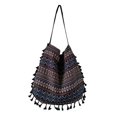 thumbnail image 3 of de hombro para mujer, de mano para mujer, bandolera, bohemio con borlas, cartera para teléfono móvil , Rayas azules Macarena bolsos de hombro de las mujeres, 3 of 7