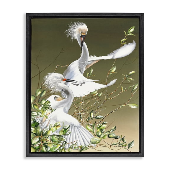 Stupell Industries Coastal Egrets Flapping Wings Black Floating Frame Canvas Art, 17 x 21, by Christine Reichow