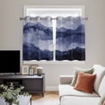 thumbnail image 5 of Navy Blue Ombre Mountain Kitchen Curtains Short 54 Inch Length, Nature Abstract Art Marble Grommet Top Bedroom Living Room Curtains, Light Filtering Cafe Curtain Drapes 2 Panels Set 84''x54'', 5 of 9