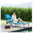thumbnail image 2 of Folding Lounge Chair with Reclining Back - Light Blue - Portable Beach Chair, Adjustable Patio Chaise, Outdoor Sun Lounger, 2 of 9