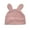 Pink, variant on dianhelloya Women Beanie Hat with Cute Rabbit Ears Super Soft Elastic Solid Color Windproof Cold Prevention Winter Warm Plush Hat Black