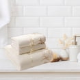 thumbnail image 3 of 3-Piece Embroidered Cotton Bath Towel Set - Soft Absorbent Luxury Towels with Lace Trim for Bath, Spa, Guest Use - Large Plush & Quick-Dry White Towels, 3 of 6