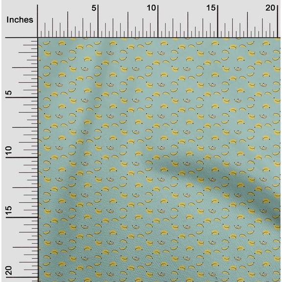 oneOone Polyester Lycra Aquamarine Fabric Dog & Banana Fruits Quilting Supplies Print Sewing Fabric By The Yard 56 Inch Wide