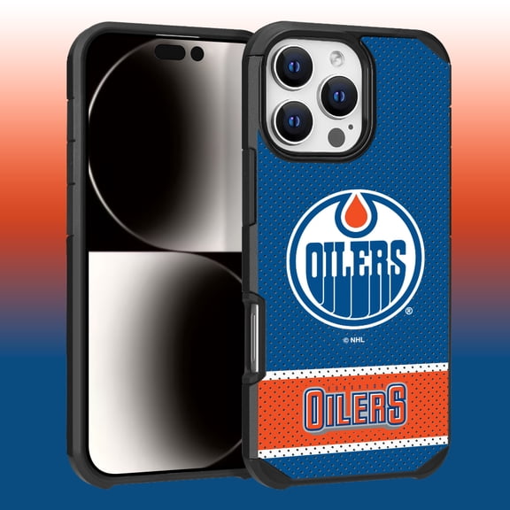 Apple iPhone 16 Pro Max (6.9) - NHL Licensed Edmonton Oilers Team Logo on Jersey Textured Dual Layer Case