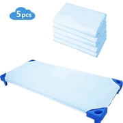 GOLDCOLIN Toddler Day Care Cot Sheet 5 Pack 23" x 51" Ivory Unisex Fitted Cot Cover,BLUE