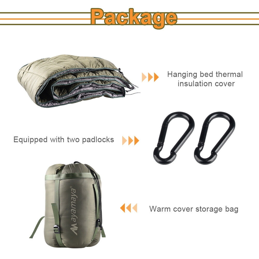 IC ICLOVER Full Length Hammock Underquilt Camping Hiking Under Quilt Winter Warm Blanket Green