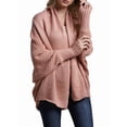 thumbnail image 2 of Women'S - Batwing Cable Knitted Slouchy Oversized Wrap Cardigan Sweater Pink One Size, 2 of 9