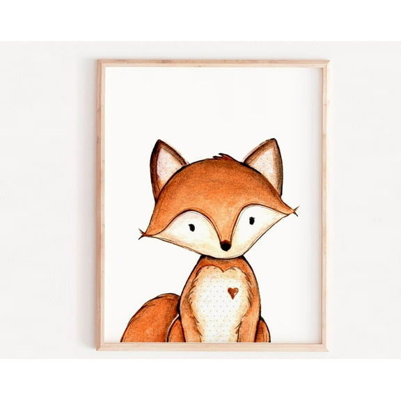 Fox Wall Art, Kids Art, Trendy 2024 Nursery Rooms, Children Watercolor Wall Art, Woodland Decor, Woodland Foxy Art Wall Art, Modern Wall Decor, 8x12 UNFRAMED