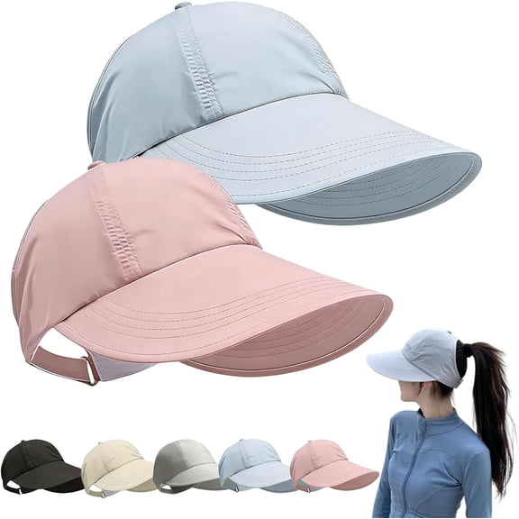 2-Pack UPF Sun Protection Baseball Hat for Men and Women, Wide Brim Outdoor UV Protection Hollow Top Sun Hat