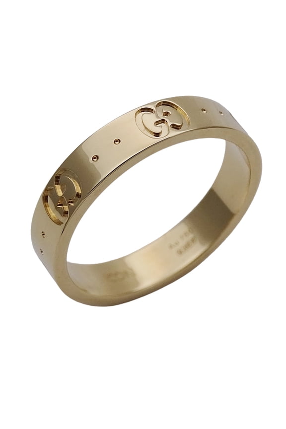 Pre-Owned Gucci ring for women and men, brand name ring, 750YG Icon yellow gold, size #14...