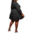 thumbnail image 4 of FASHIONWT Women Plus Size Belted Included Long Sleeve Babydoll Shirt Dress, 4 of 4