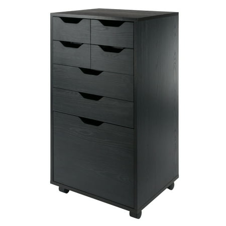 Winsome Wood Halifax Bins & Drawers Multi-Storage Tall Mobile Cabinet 20719, Black Finish
