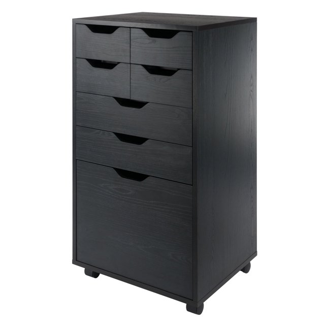 Winsome Bacs et Tiroirs Halifax Rangement Multiple Armoire Mobile Haute Finition Noire