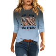 thumbnail image 5 of Fabrcox S-5XL 250 Th Anniversary of USA Shirt 1776-2026 Flag Print Gradient 3/4 Length Sleeve Womens Tops Independence Day Freedom Patriotic Womens 4th of July Tops Blue XL, 5 of 6