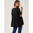thumbnail image 4 of DARING DIVA Women's Babydoll Casual V Neck Short Sleeve Peplum Blouse S Black, 4 of 6